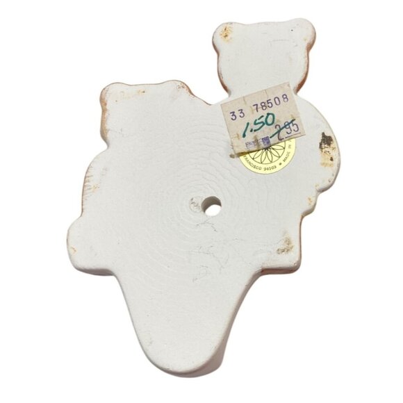 VTG Takahashi Teddy Bear Ceramic Wall Hooks Heart Flowers EUC Baby Kids - Picture 8 of 9